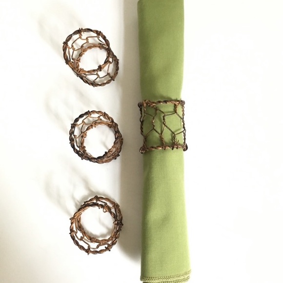 Pottery Barn 4 Napkin Holders, Farmhouse, Rustic, Minimalist, Natural - Picture 2 of 7